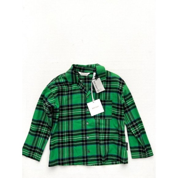 PALM ANGELS KIDS Checked Cotton Pajama Shirt Green ( 8 ) - Picture 2 of 3